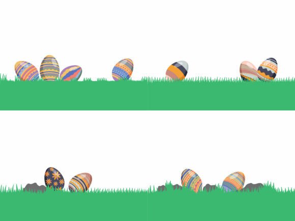 Easter Eggs Green Grass Illustration