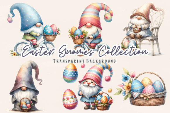 Easter Gnome Watercolor Clipart