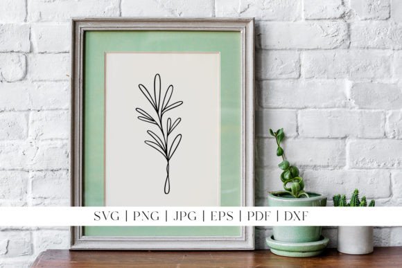 Laurel Leaf Line Art Botanical Branch