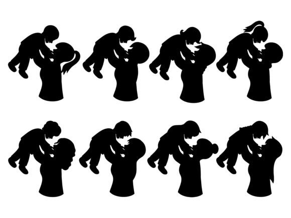 Mother Holding Child Silhouette
