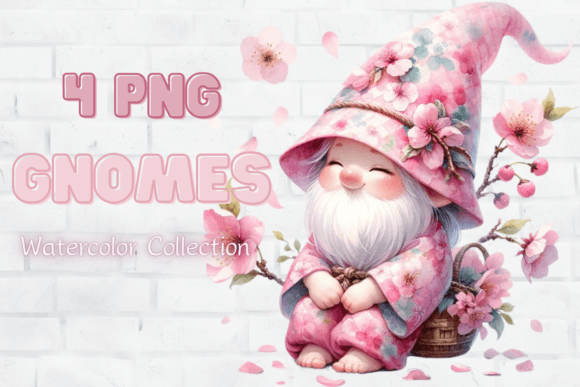 Spring Gnome Clipart, Watercolor Gnome