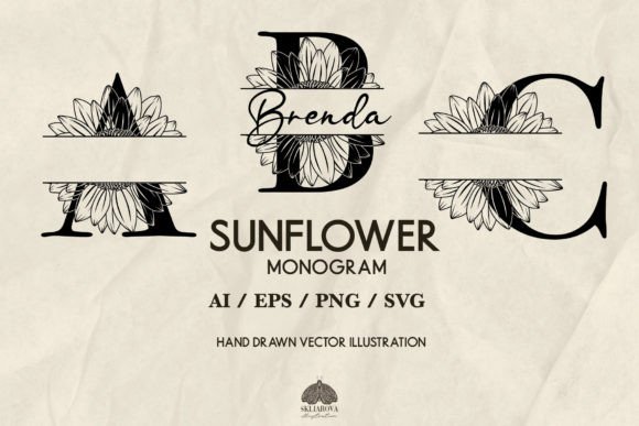 Sunflower Monogram Svg Png Eps